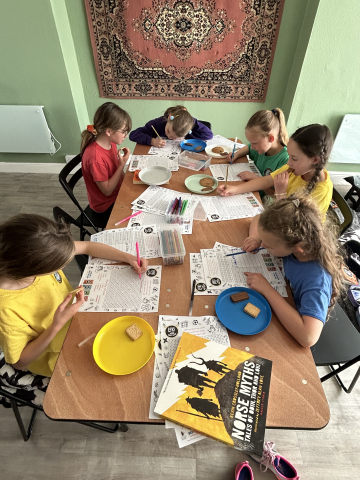 Children creating art.